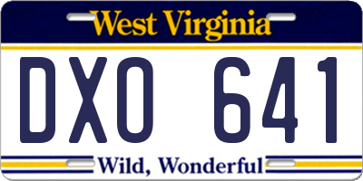 WV license plate DXO641