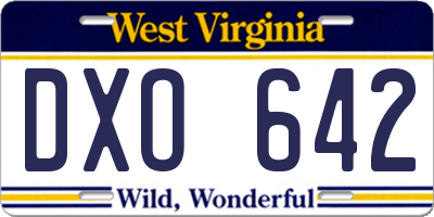 WV license plate DXO642