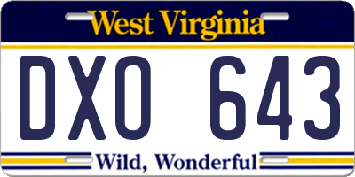 WV license plate DXO643