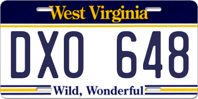 WV license plate DXO648
