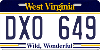 WV license plate DXO649