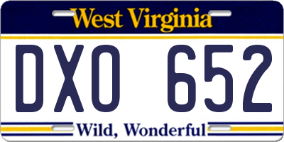 WV license plate DXO652