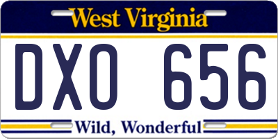 WV license plate DXO656