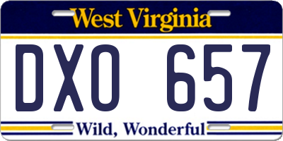 WV license plate DXO657