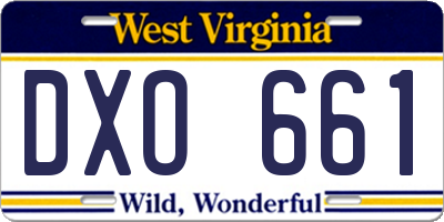 WV license plate DXO661