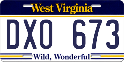 WV license plate DXO673