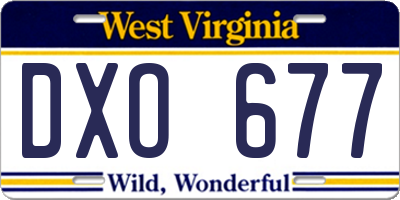 WV license plate DXO677