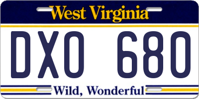 WV license plate DXO680