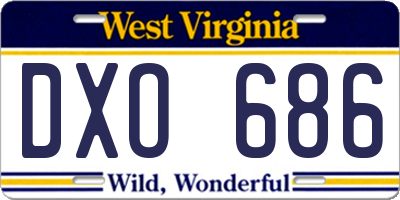 WV license plate DXO686