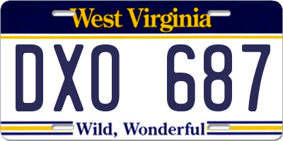 WV license plate DXO687