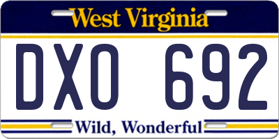 WV license plate DXO692