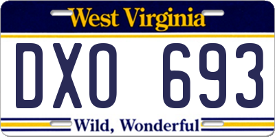WV license plate DXO693