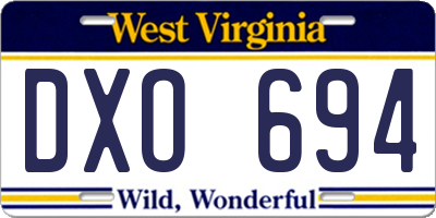 WV license plate DXO694