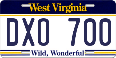 WV license plate DXO700