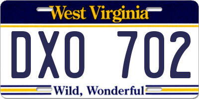 WV license plate DXO702