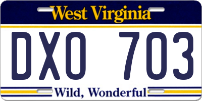 WV license plate DXO703