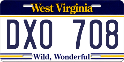 WV license plate DXO708
