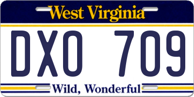 WV license plate DXO709