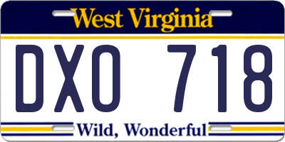WV license plate DXO718
