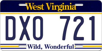 WV license plate DXO721