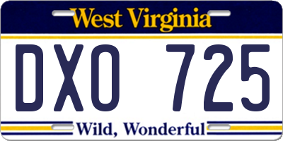 WV license plate DXO725