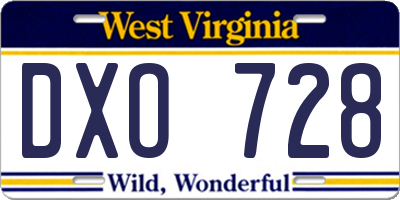 WV license plate DXO728