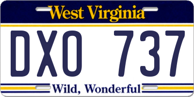 WV license plate DXO737
