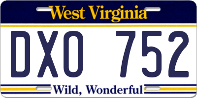 WV license plate DXO752