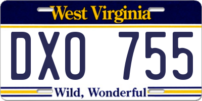 WV license plate DXO755