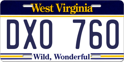 WV license plate DXO760