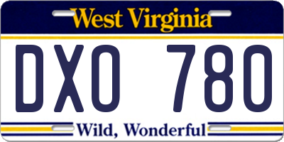 WV license plate DXO780