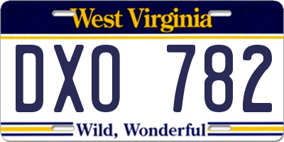 WV license plate DXO782