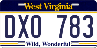 WV license plate DXO783
