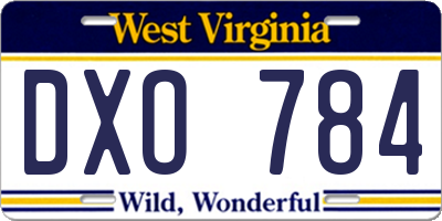 WV license plate DXO784