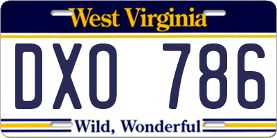 WV license plate DXO786