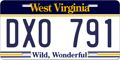 WV license plate DXO791