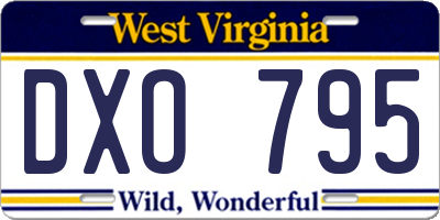 WV license plate DXO795