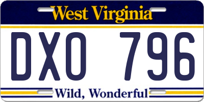 WV license plate DXO796