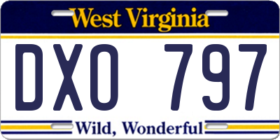 WV license plate DXO797
