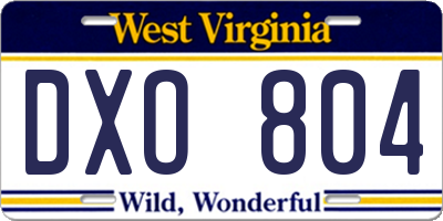 WV license plate DXO804