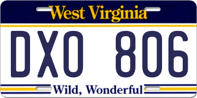WV license plate DXO806