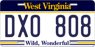 WV license plate DXO808