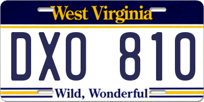 WV license plate DXO810