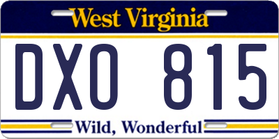 WV license plate DXO815