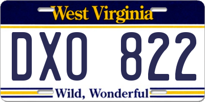 WV license plate DXO822