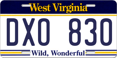 WV license plate DXO830