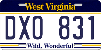 WV license plate DXO831