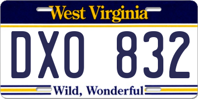 WV license plate DXO832