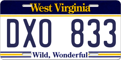 WV license plate DXO833