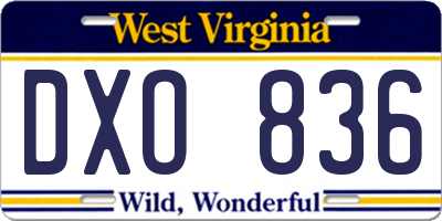 WV license plate DXO836